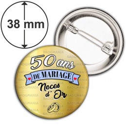 Badge 38mm Epingle 50 Ans De Mariage Noces D Or Anneaux Anniversaire Mariage