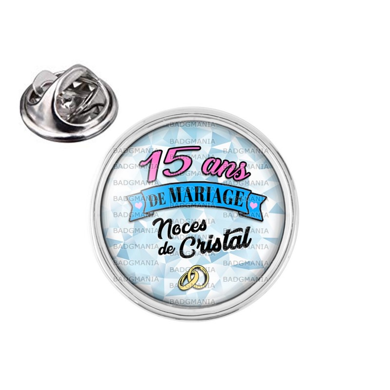 Pin S Rond 2cm Argente 15 Ans De Mariage Noces De Cristal Anneaux Anniversaire Mariage