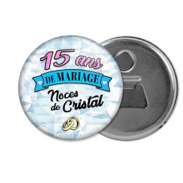 Decapsuleur 6cm Aimant Magnet 15 Ans De Mariage Noces De Cristal Anneaux Anniversaire Mariage