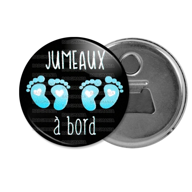 Decapsuleur 6cm Aimant Magnet Jumeaux A Bord Pieds Bebe Fond Noir