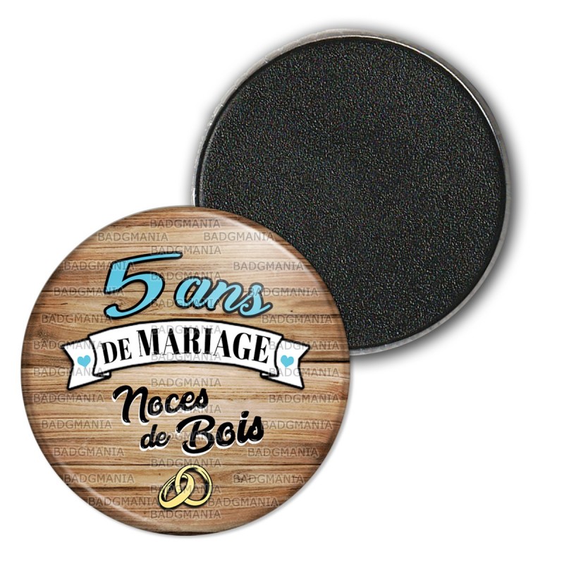 Magnet Aimant Frigo 3 8cm 5 Ans De Mariage Noces De Bois Anneaux Anniversaire Mariage